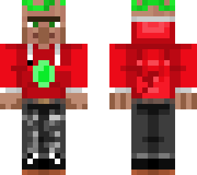 vilager in  red hoodie with a snake on hes head