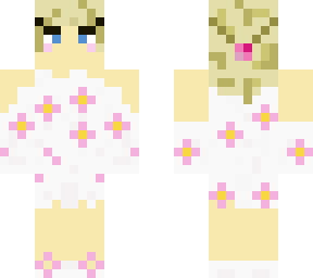 blonde girl in white dress with flower