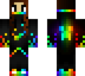 cool rainbow gamer with glowing creeper with long hair