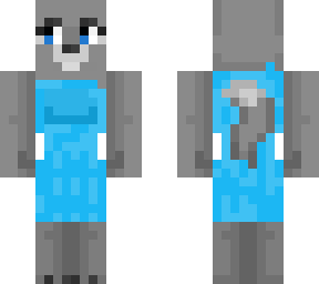 cute wolf with blue dress