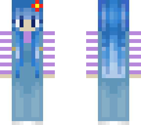 girl with blue hair wearing overalls