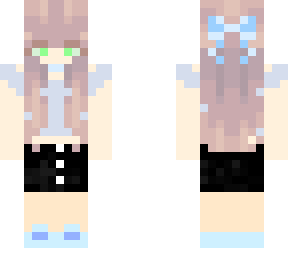 girl with light blue croptop and black skirt <3