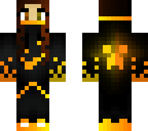 orange gamer with glowing creeper with long hair