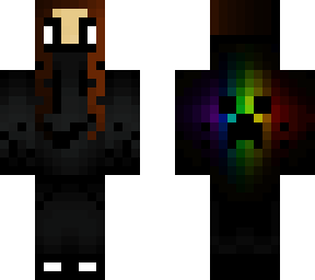 cool rainbow gamer with glowing creeper with long hair and effects