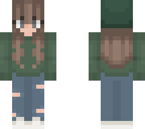 green with ripped jeans