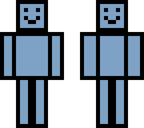 blue skin with smile face