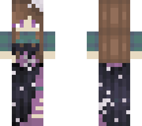 witch in dress brown hair gloves black dress purple