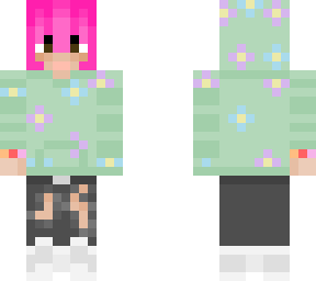 vickyotis360 green flower hoodie w/ black ripped jeans & pink dyed hair