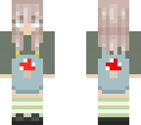cute mushroom girl wearing overalls