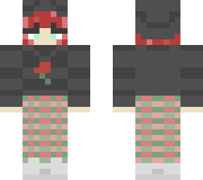 green and pink girl with checkered pants