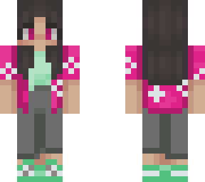 pink and mint flower button up