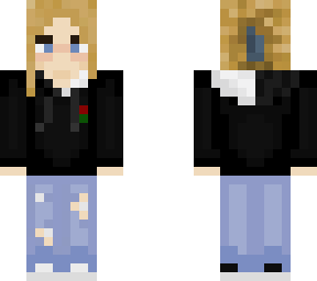 blonde girl in a ranboo hoodie