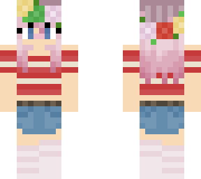 pink haired girl with flower crown