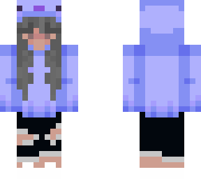 blue axolotl girl hoodie black hair