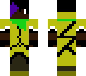 lightning mage with green scarf and purple streak in hair