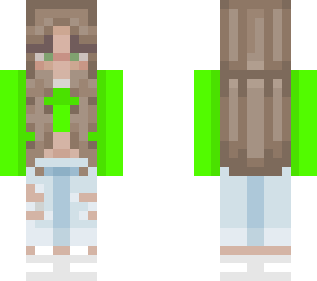 neon green girl, brunette