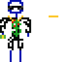 dripy blue stickman but with a shirt and money