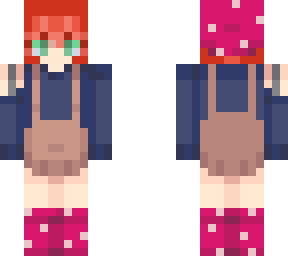 pink mushroom girl with short red hair