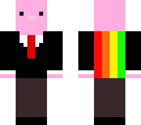 "it's friday!" minecraft axolotl in a suit (with rainbows)
