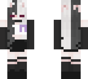 cute cat girl (black and white) (w cancer ribbon)