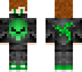 green and black gamer boy with dragon and skull hoodie
