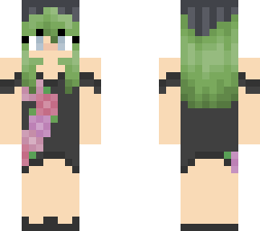 green haired girl wearing flower dress