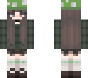 mushroom plaid girl (green)