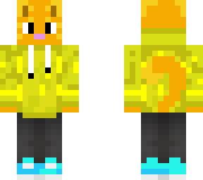 orange cat with a yellow hoodie