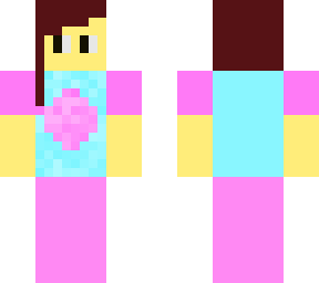 pink t-shirt brown hair circle pattern skin