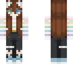brunette in rainbow jumper
