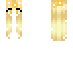 golden blonde hair base with orange and yellow  flowers and orange eyes.