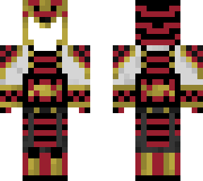 red, black, and gold samurai
