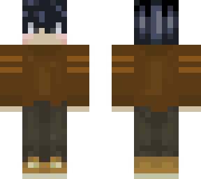 boy with lack hair brown shirt