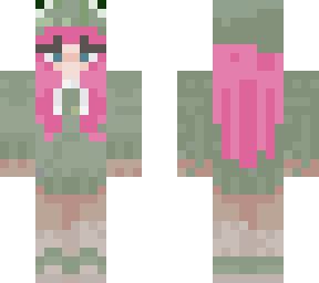 frog girl with pink hair