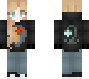 blonde girl with lava bucket hoodie