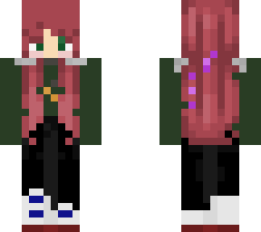 green jumper pink hair
