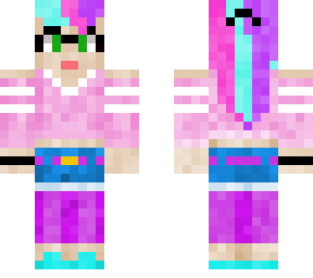 neon hair blue, purple, and pink