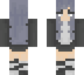 semi gothic girl with blue hair in black n white clothing
