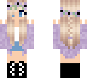 blond girl lilac shirt