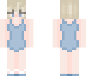 short blonde hair blue eyed blue swimsuit girl