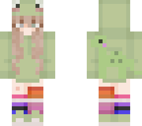 girl in frog hoodie with pride socks