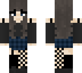 semi gothic girl with blue hair in black n white clothing