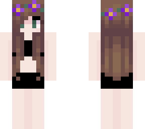 long hair with flower crown bikini