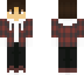 . boy in a red flannel with white hoodie
