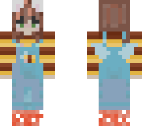 cute bee mushroom girl brown hair