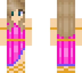 girl with blonde hair and pink and blue dress