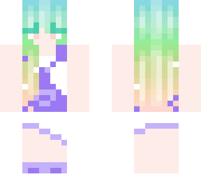 greenhaired girl with purple clothes