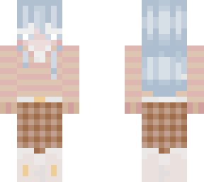 preppy girl with blue hair pants