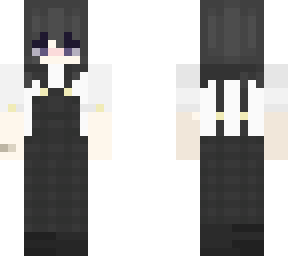 black hair girl in a overall