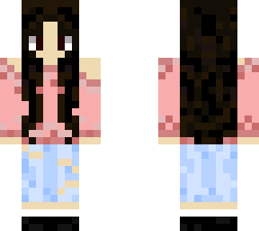 brown hair & eyes pink sweater